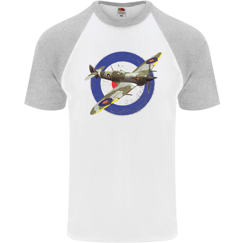 Spitfire MOD RAF WWII Fighter Plane British Mens S/S Baseball T-Shirt gallery