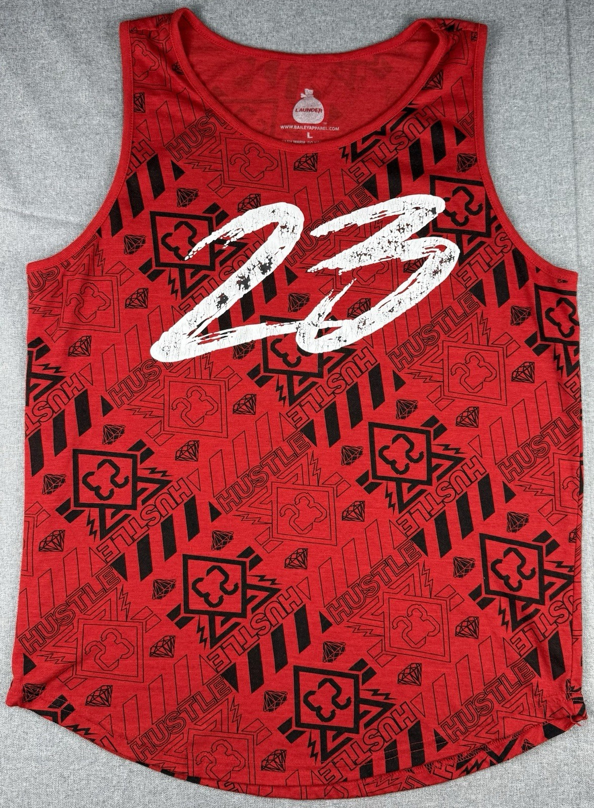 Bailey Apparel Hustle 23 Graphic Tank Top Men’s Large Red Black gallery