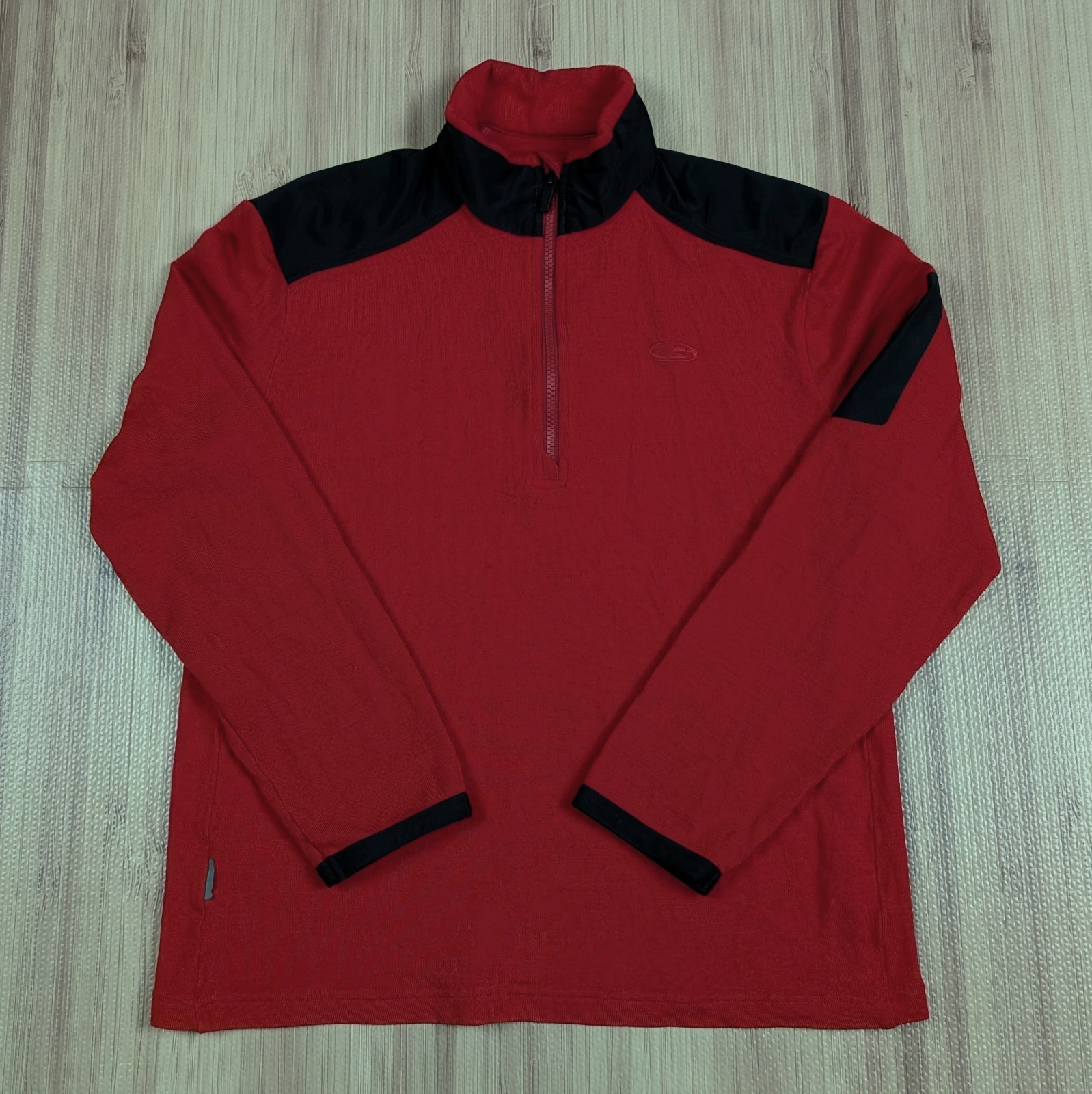 Mens ICEBREAKER Merino Wool LS Half Zip Top Red Small Gorpcore Outdoor Warm gallery