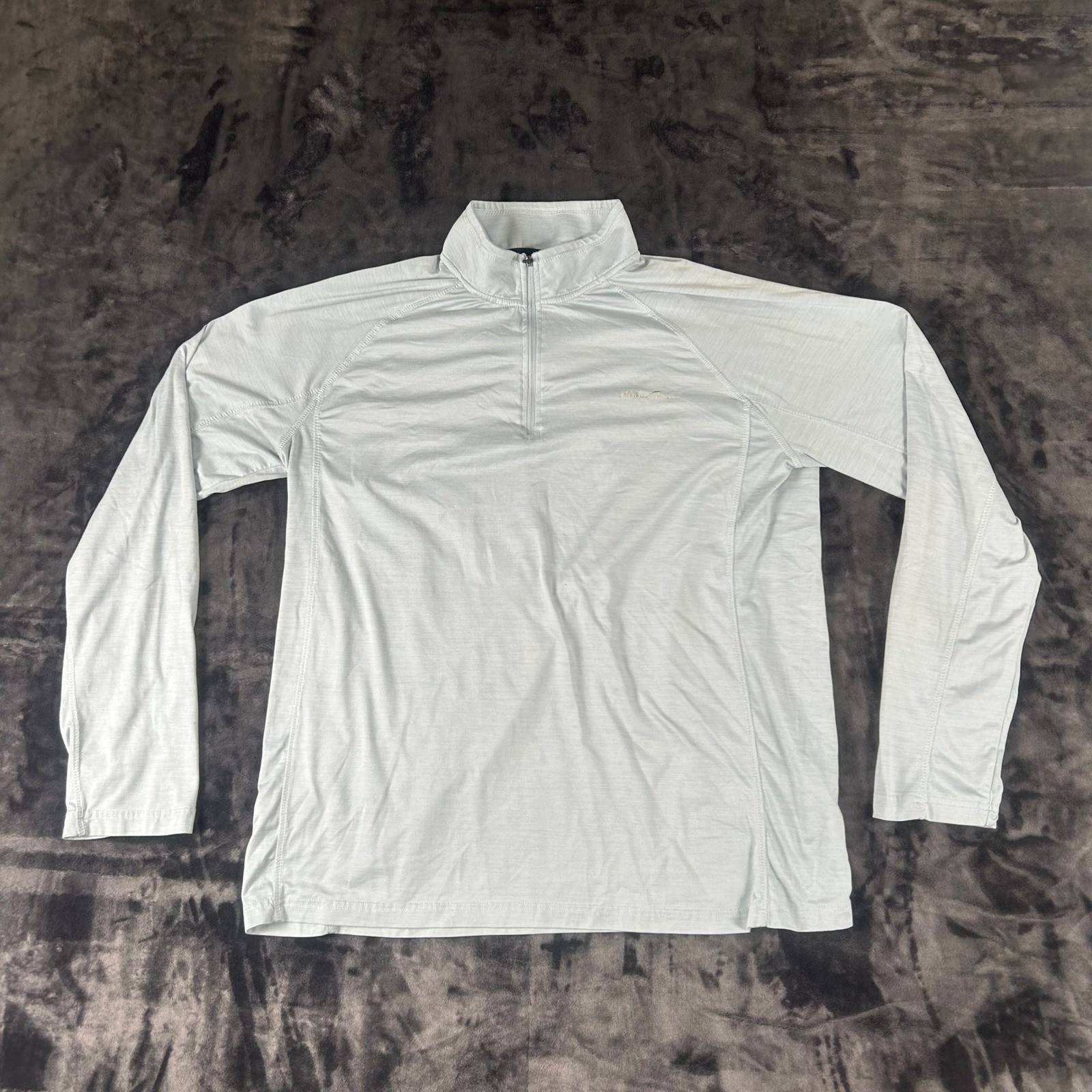 Eddie Bauer FreeDry 1/4 Zip Pullover Mens L Light Blue Heathered Activewear gallery