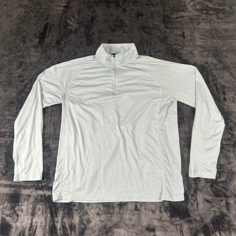 Eddie Bauer FreeDry 1/4 Zip Pullover Mens L Light Blue Heathered Activewear
