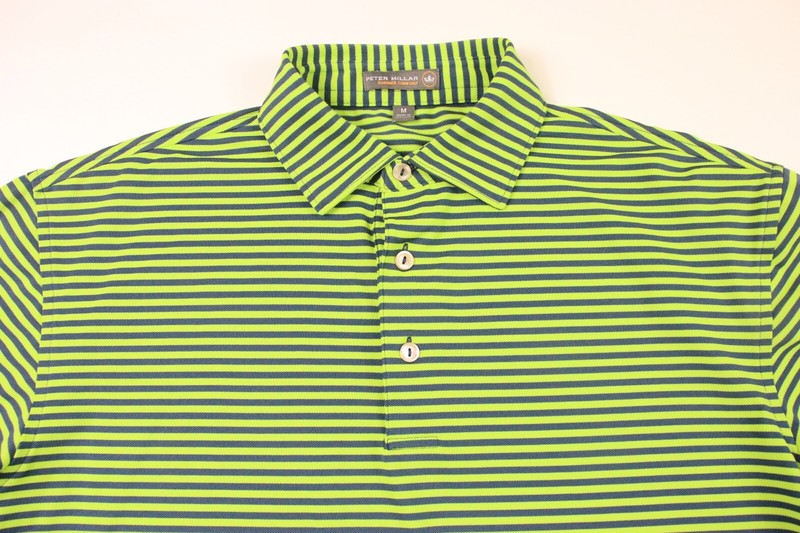 Peter Millar Summer Comfort Medium Striped Golf Performance Polo M Blue gallery