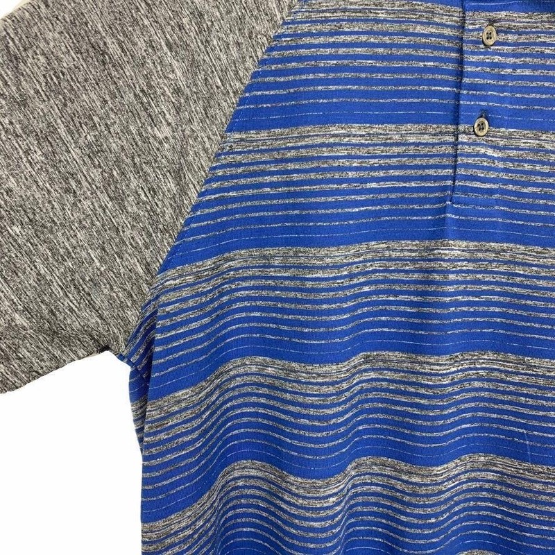 GolfAmerica Golf Polo Shirt Heather Grey Blue Stripes 3 Buttons Made in Oman M gallery