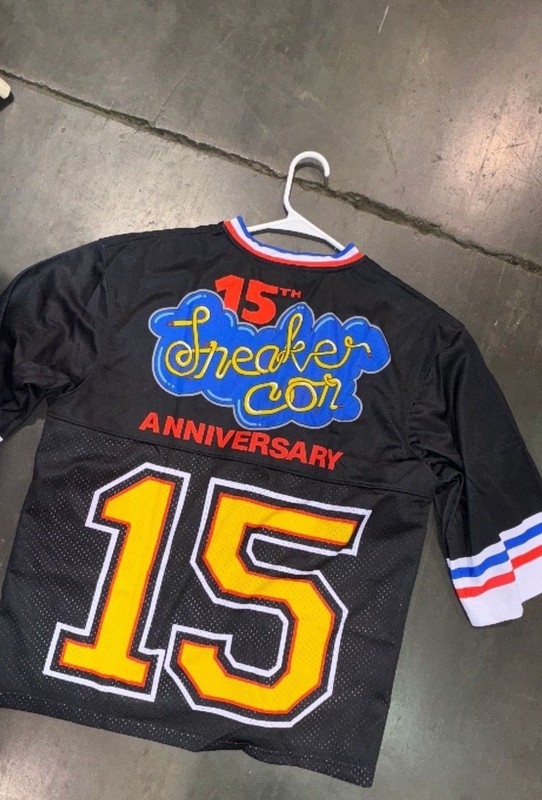 Men's 15th Anniversary SneakerCon Football Jersey- Sz Large-Black- Clean gallery