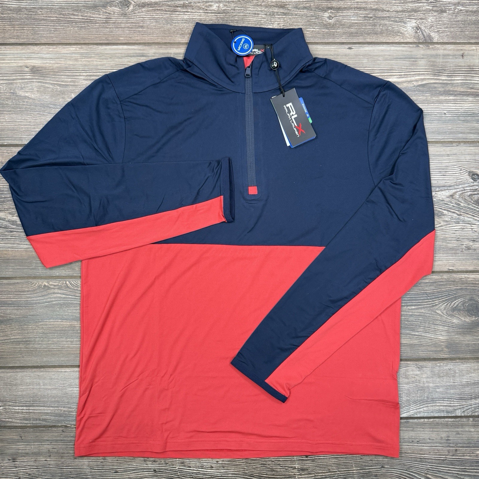RLX Ralph Lauren Men's Performance Half-Zip Pullover Navy Red Size Large NWT gallery