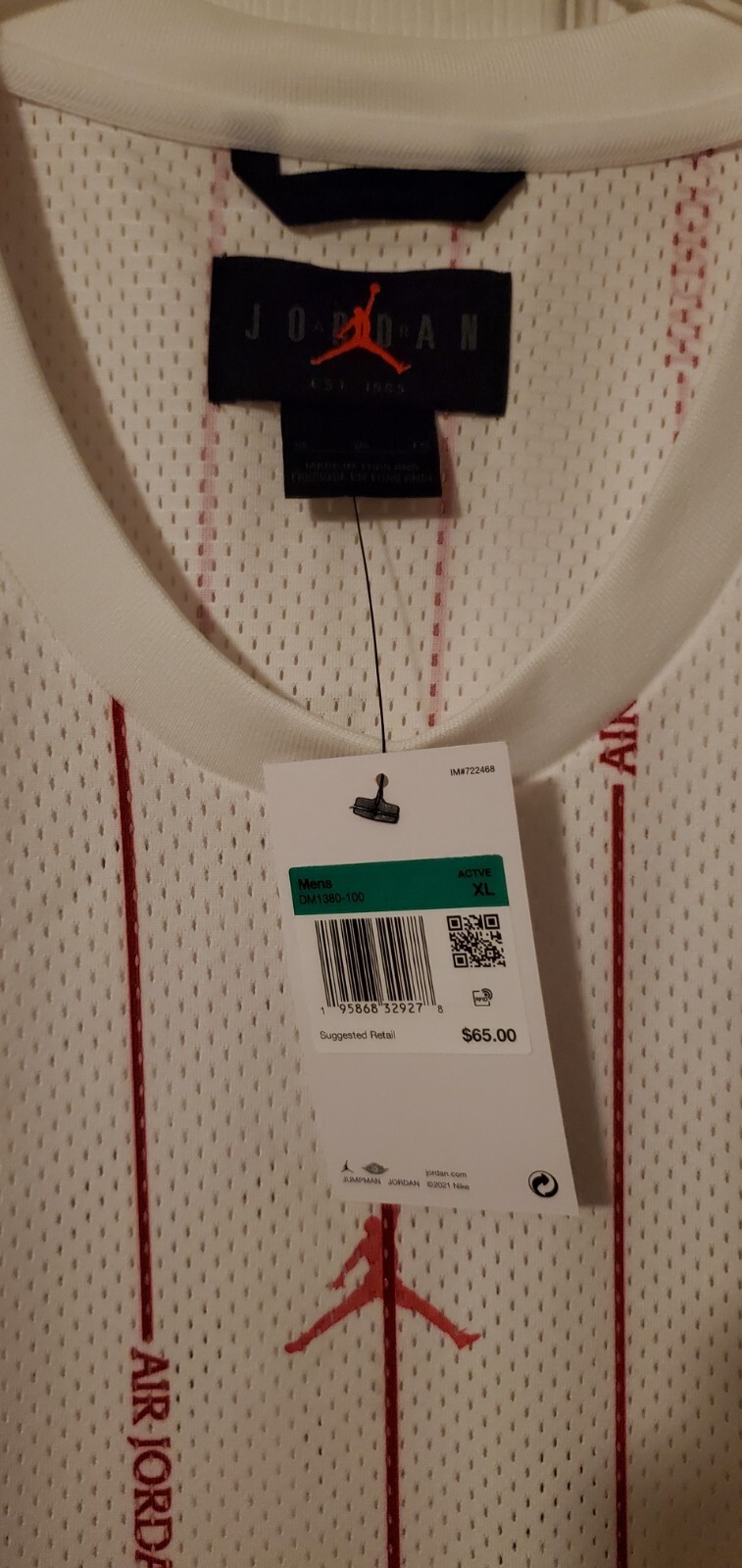 Air Jordan Basketball Jersey Mens XL White Red Pinstripe New DM1380 100 gallery
