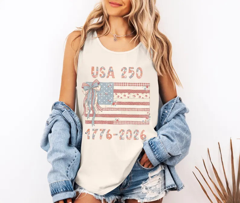 USA Flag Bow Tank Top Comfort Fit Patriotic American gallery