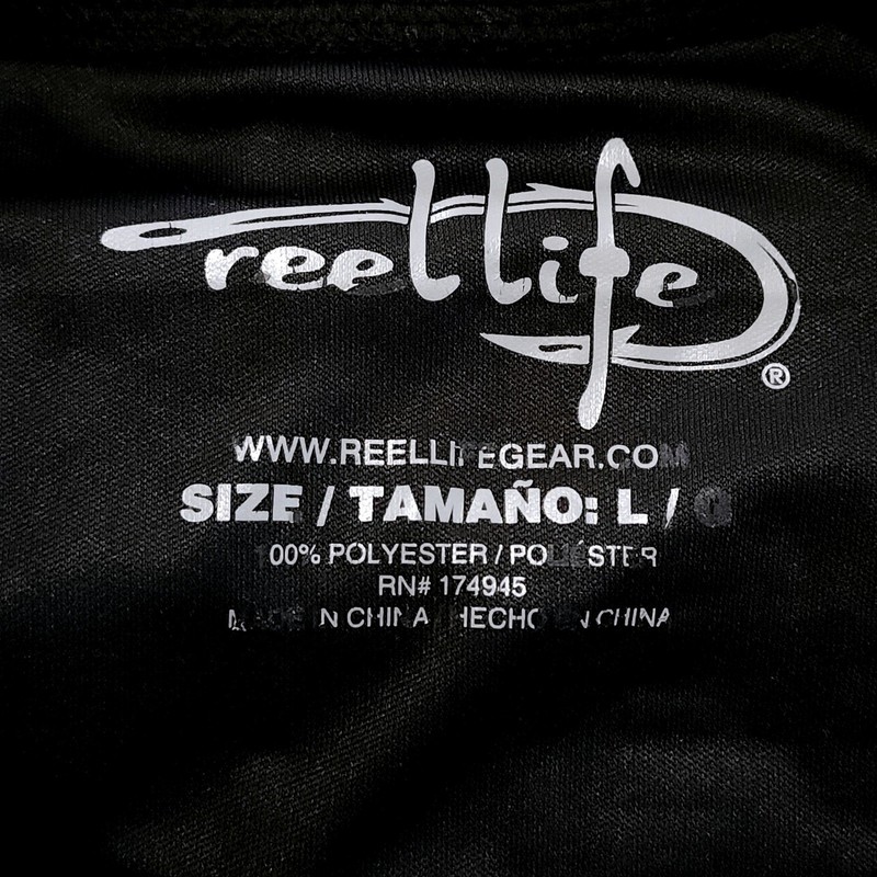 Reel Life Long Sleeve Performance Fishing Shirt Mens Large Black White Graphic gallery