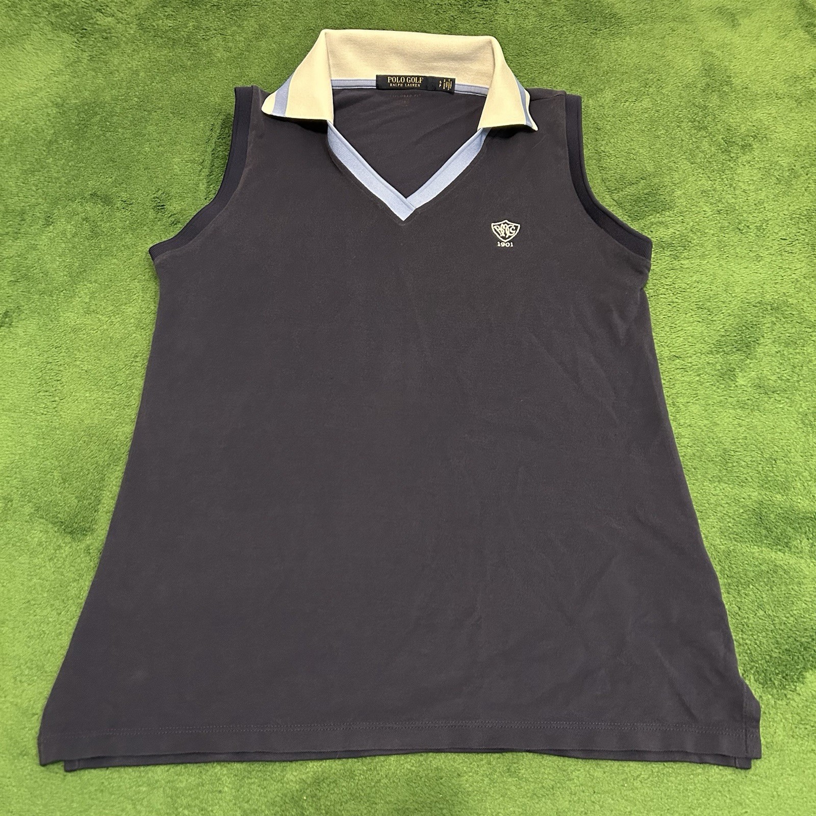 Polo Golf Ralph Lauren Womens Sleeveless Polo Shirt Small Navy Made Peru gallery