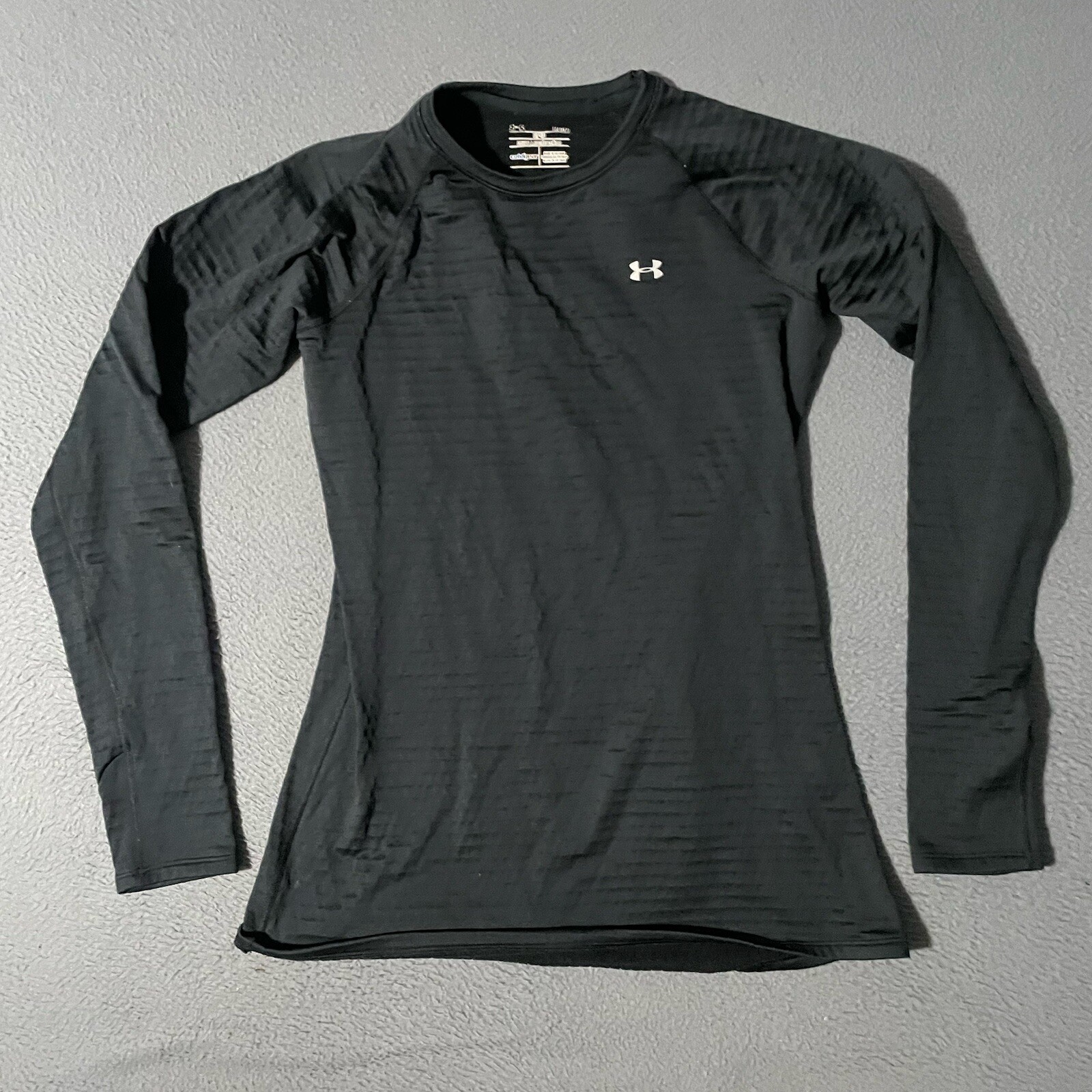 Under Armour UA Coldgear Waffle Knit Fleece Fitted Shirt Size Medium Black gallery