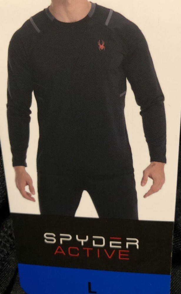 Spyder Men's Active Long Sleeve Tee T-Shirt ProWeb Microfleece Blazing Black L