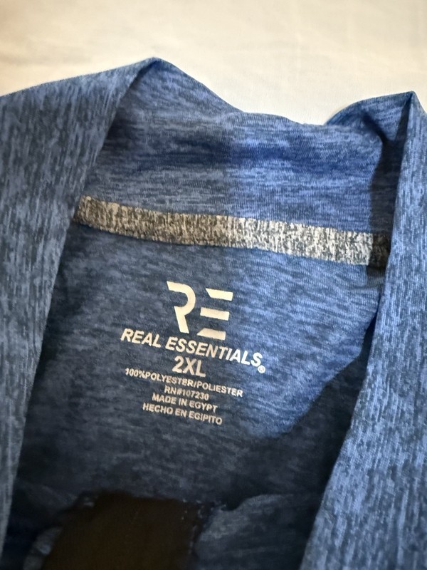 Real Essentials Long Sleeve Grey Blue 1/4 Zip Mens Activewear Shirt 2XL NWT 173 gallery