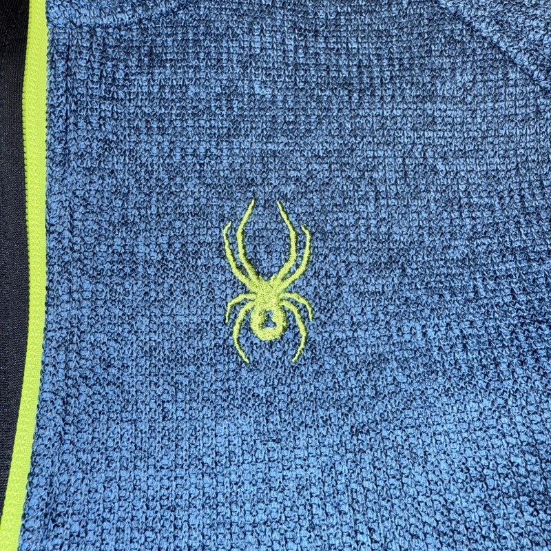 Spyder Pullover Mens M. Blue Black Quarter Zip Fleece Knit Ski Thermal Winter gallery