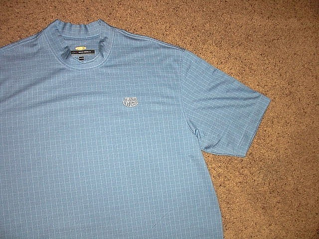 GREG NORMAN blue pattern Play Dry mock neck short sleeve Golf shirt 2XL gallery