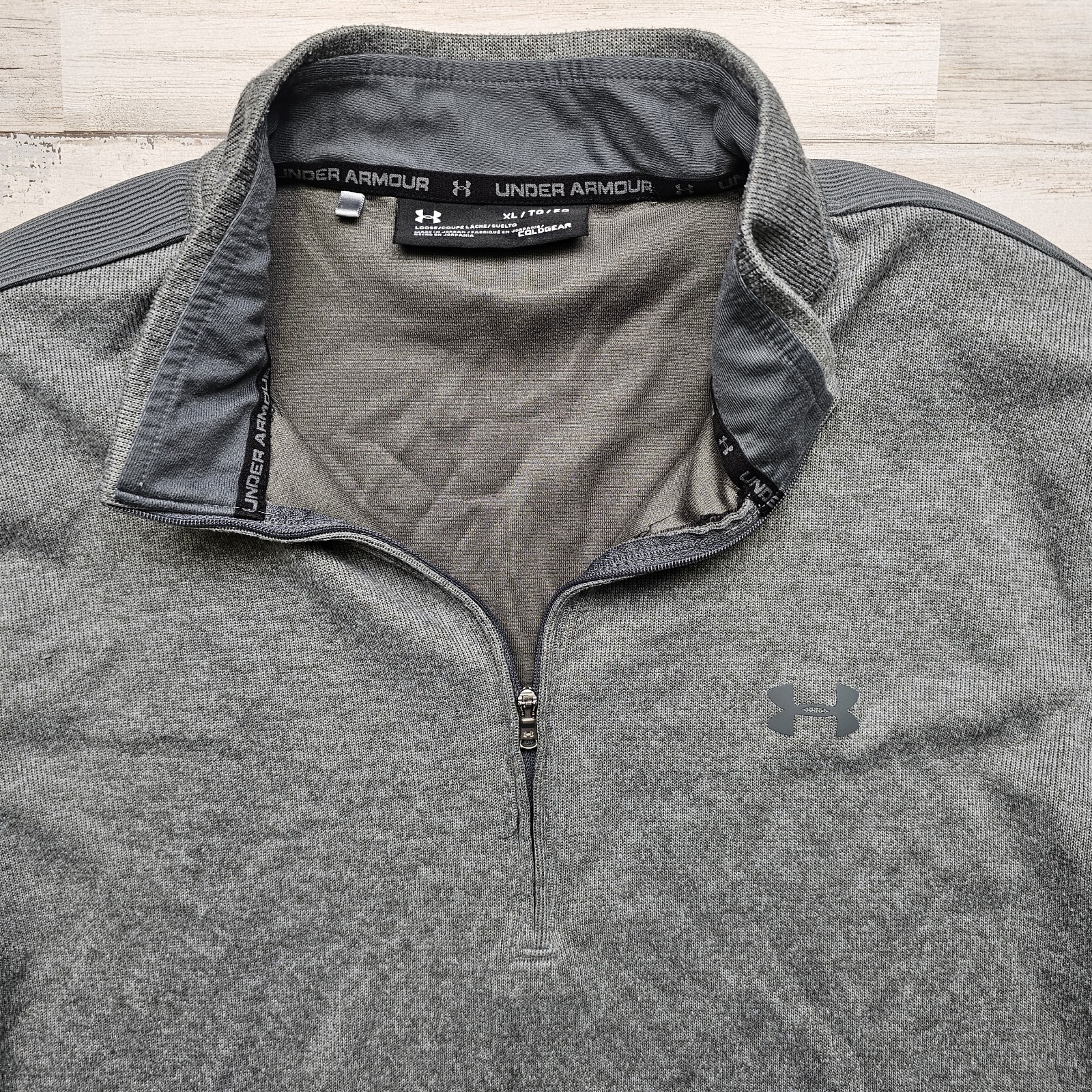 Under Armour Sweater Fleece 1/4 Zip Golf Pullover Gray Jacket Men's XL Coldgear gallery