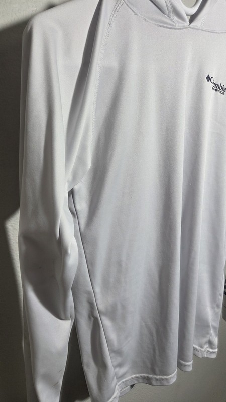 Columbia YOUTH L White Pullover Hoodie Long Sleeve Polyester Solid Logo PFG gallery