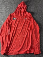 Nike Georgia Bulldogs Dri Fit Hoodie Shirt Mens XL Red Space Dye Lightweight UGA