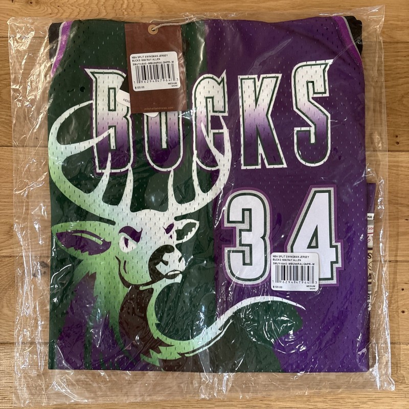 Mitchell & Ness Ray Allen 1996-97 Milwaukee Bucks Split Swingman Jersey SIZE M gallery