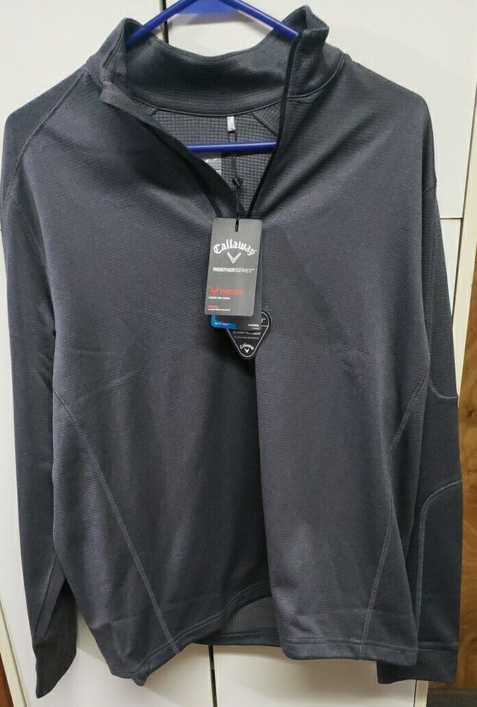 CALLAWAY Men's Long Sleeve Thermal Fleece Quarter Zip Gray NWT