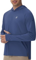 Mens UPF 50+ Fishing Shirt Quick Dry Breathable UV Protection Long Sleeve Hoodie