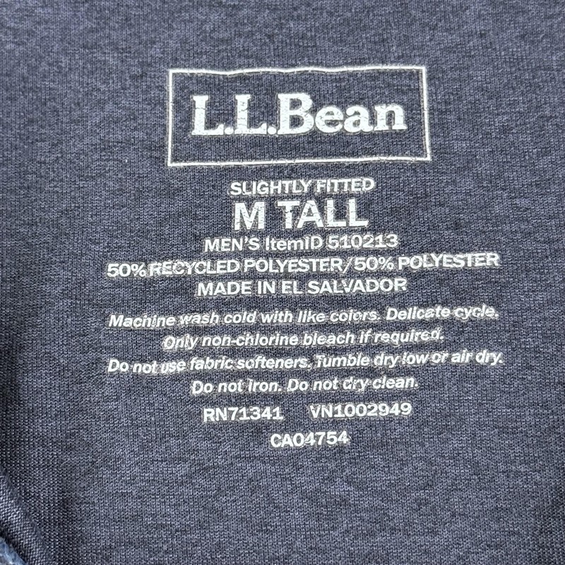 LL Bean Pullover Mens Medium T Tall Blue Quick Dry Trail Tee Performance Hiking gallery