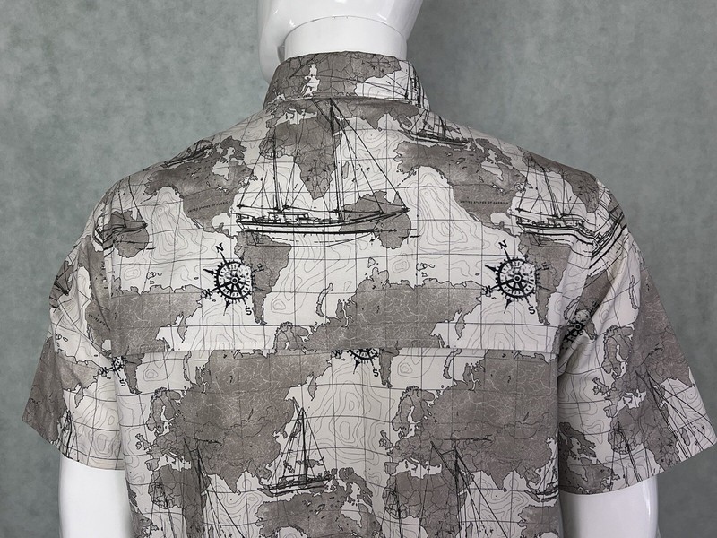 Chaps Ralph Lauren Beige World Map Vented Mesh Short Sleeve Fishing Shirt MEDIUM gallery
