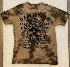 Affliction Mens Short Sleeve Brown & Black XL Skull & Snake T-Shirt – Very Nice!