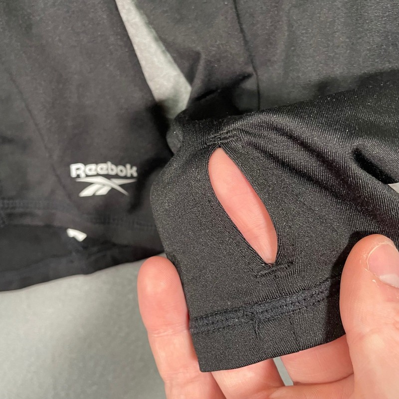 Reebok Quarter Zip Mens Medium Black Athletic Thumbhole Performance Jacket gallery