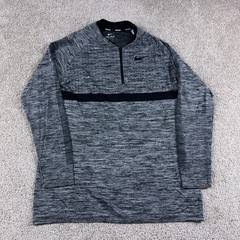Nike Shirt Mens Medium Gray Black Blade Collar 1/4 Zip COver Up Golf Performance