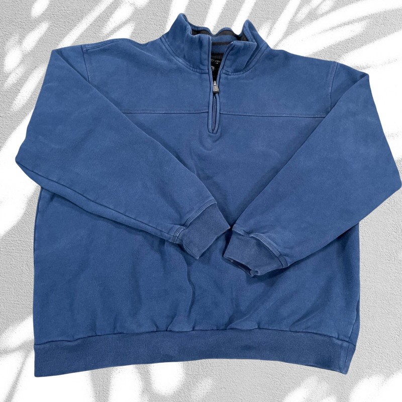 Arrow Mock Neck Sweatshirt Mens 2XL Blue Pullover Cotton Blend 1/4 Zip gallery