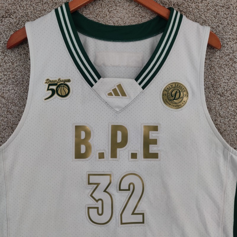 Adidas Drew League Jersey Mens Large White Gold South Central LA Rare 2023 50th gallery