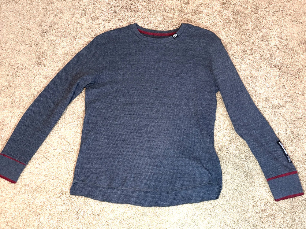 Ecko Unltd Thermal Long Sleeve Mens Large Gray Waffle Knit Classic Top