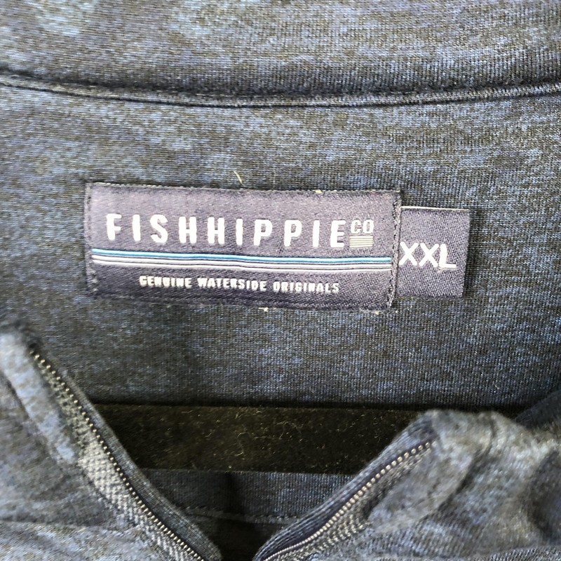 Fish Hippie Quarter Zip Pullover Shirt Mens 2XL Blue Camo Stretch Performance gallery