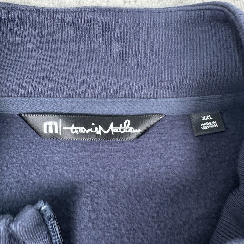 Travis Mathew Newport 1/4 Zip Pullover Men's 2XL Blue Long Sleeve Fleece gallery