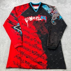 O’Neal MX Graphic Print Motocross Jersey XL Red Black Y2K Racing Off-Road Gear