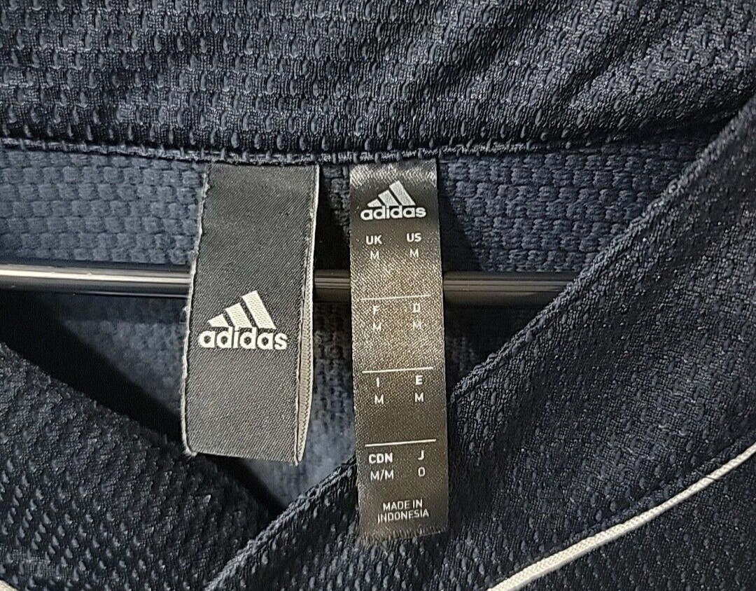 Adidas Navy Mesh Knit Snap Front Short Sleeve Sports Jersey Size M gallery