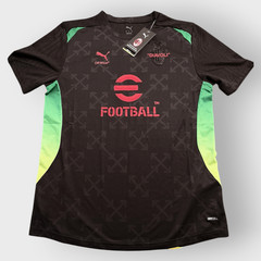 PUMA AC Milan Diavoli Off-White Soccer Jersey Black Green Yellow Mens size S New