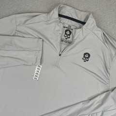 Zero Foxtrot 1/4 Zip Performance Pullover Mens 2XL Gray Spade Skull Logo NEW