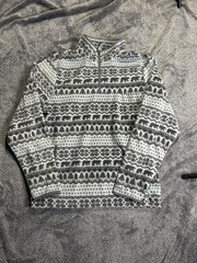 Chubbies Pullover Mens Large Gray Bear Fair Isle Fleece Quarter Zip Sweater