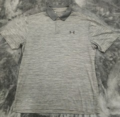 Under Armour Grey Performance Retro Tech Golf Polo Shirt Sz M