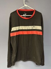 HEAD Black Red Stripe Long Sleeve Athletic Shirt Size XL Poly Spandex