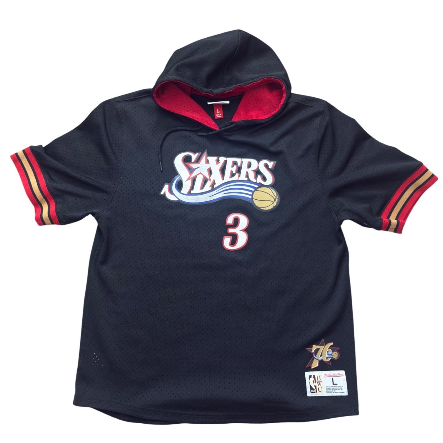 Mitchell & Ness Philadelphia 76ers Allen Iverson 3 Hoodie Jersey Mens Large gallery