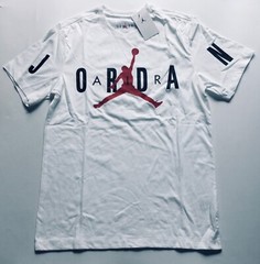Jordan Men’s T-Shirt Nike Cotton Tee DV1445 100 White Red Logo Size L