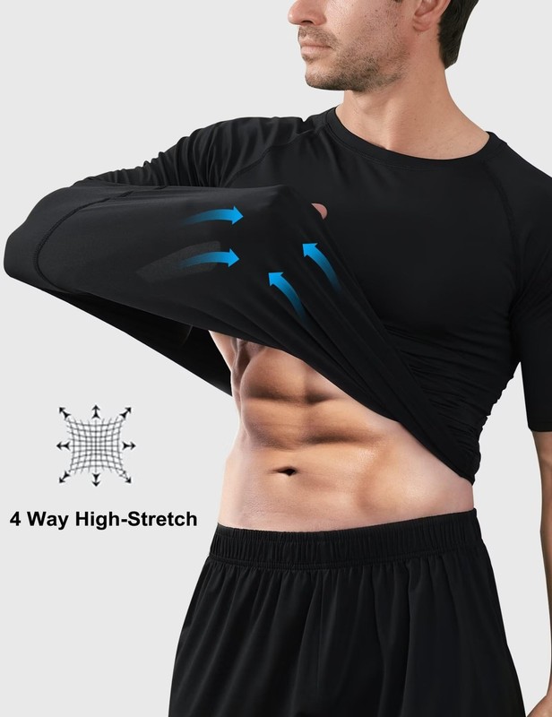 5 Pack Men's Compression Shirts Short Sleeve Cool-Dry Workout Rash Guard Athl... gallery