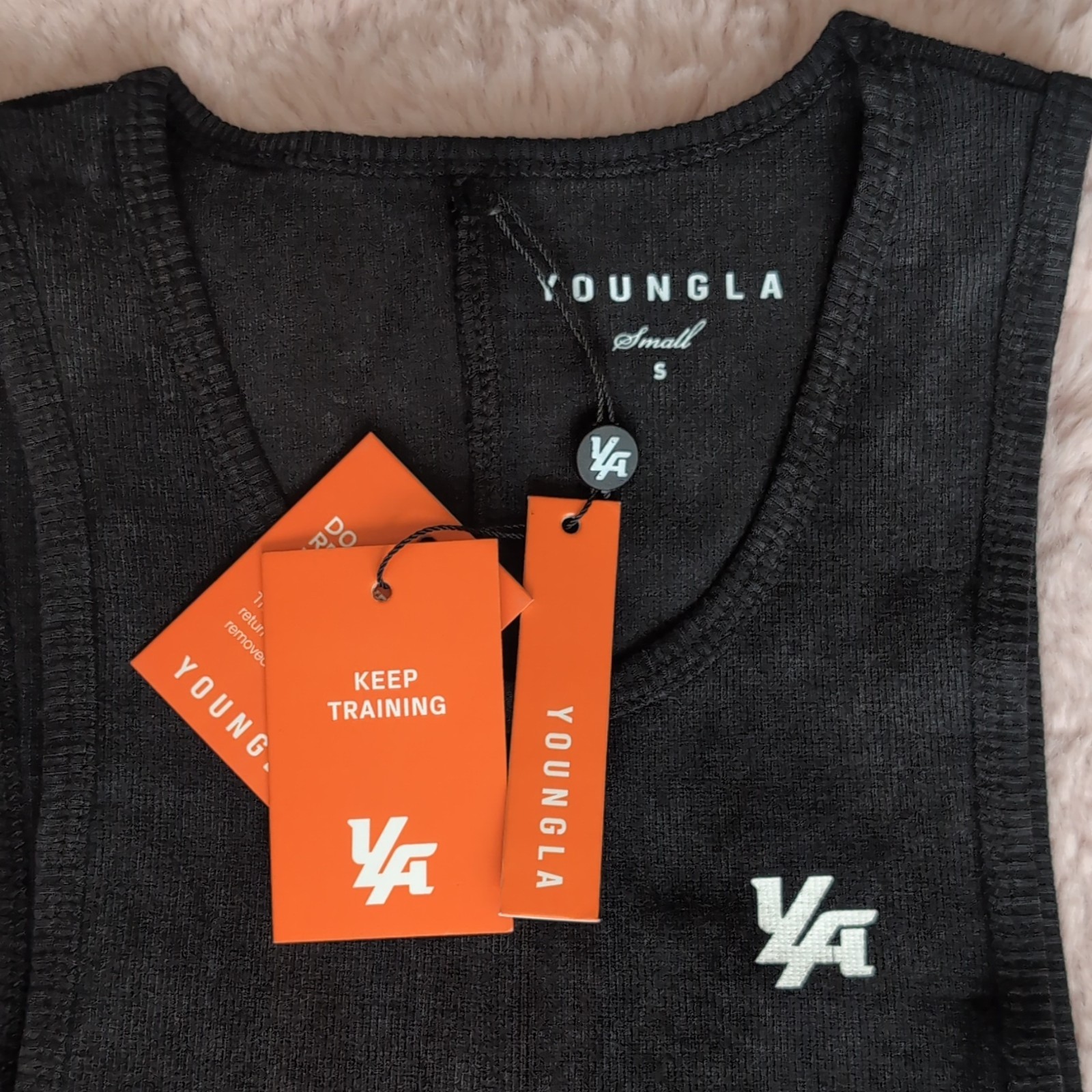 YoungLA Men's Logo Tank Top Round Neck Stretch Athletic Fit Black Size S gallery