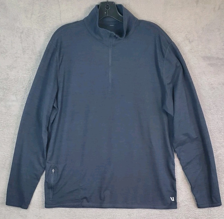 Vuori Ease Performance 2.0 Mens XL Navy Blue Quarter Zip Long Sleeve Gym Run gallery