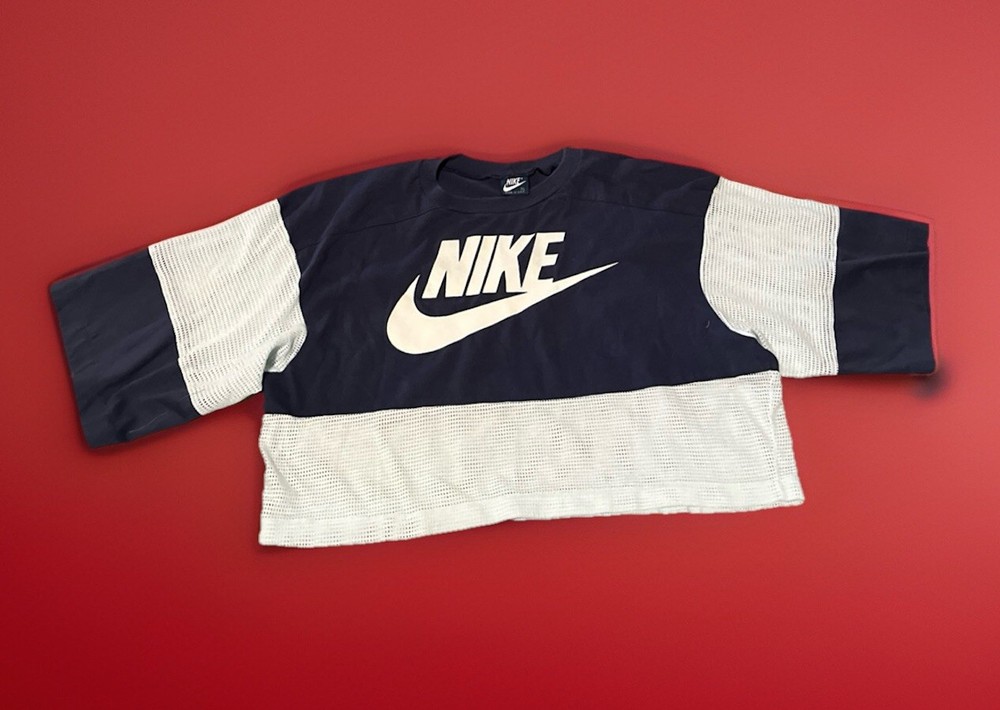 Vintage Blue Label NIKE 50/50 Men's Practice Football? Cropped Shirt XL MESH