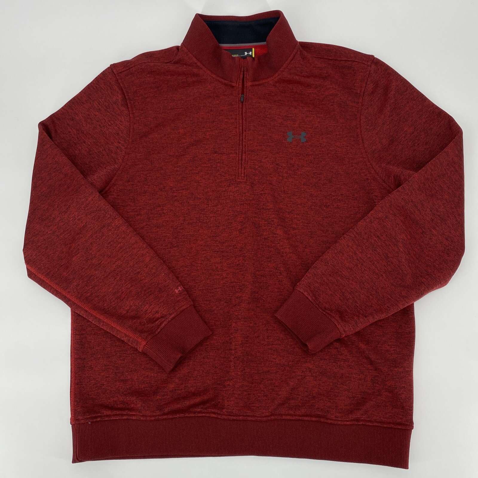 Under Armour Sweatshirt Mens Large 1/4 Zip Pullover Long Sleeve Heather Red gallery