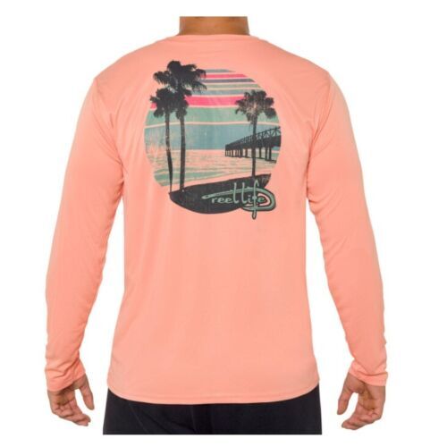 REEL LIFE MEN'S SUN DEFENDER LONG SLEEVE UV TEE, MEDIUM, BLOOMING DAHLIA *NWT gallery