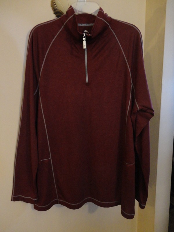 Tommy Bahama Goal Keeper 1/2 Zip Sweater/Top Wool Blend Burgundy Size L gallery
